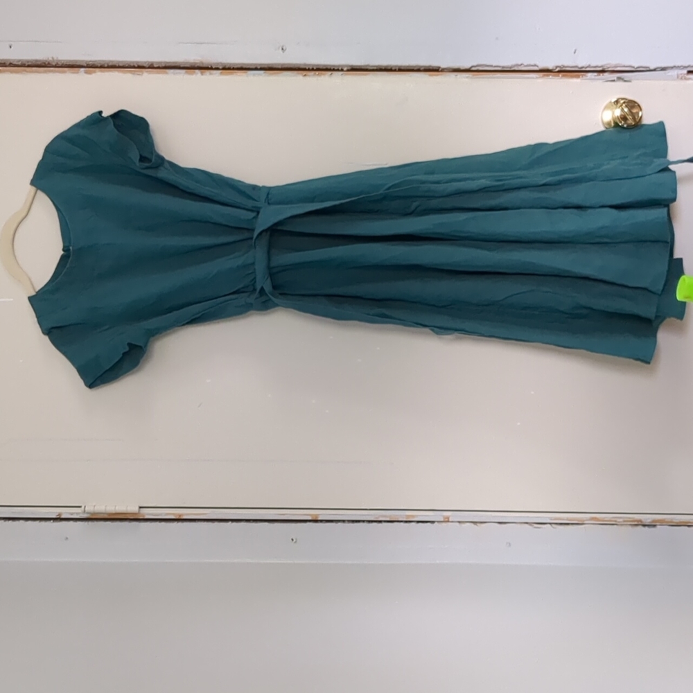 D96P linen dress with elastic waist and belt